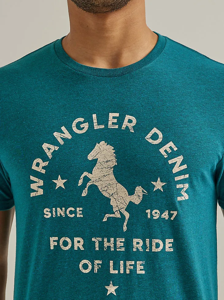 MEN'S FOR THE RIDE OF LIFE GRAPHIC T-SHIRT IN CYAN PEPPER