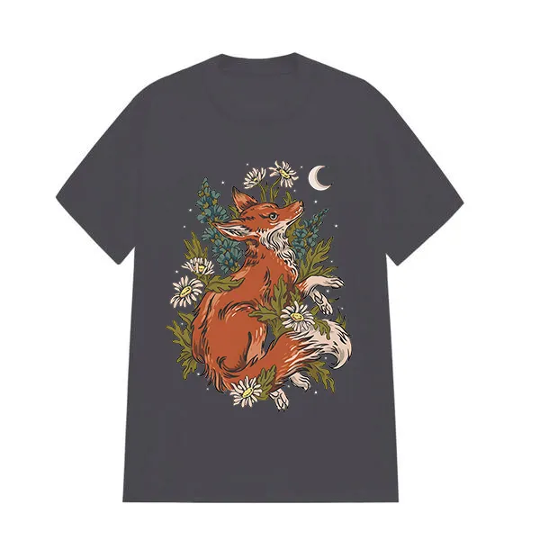 PRETTY FOX PATTERN PRINTED TEE