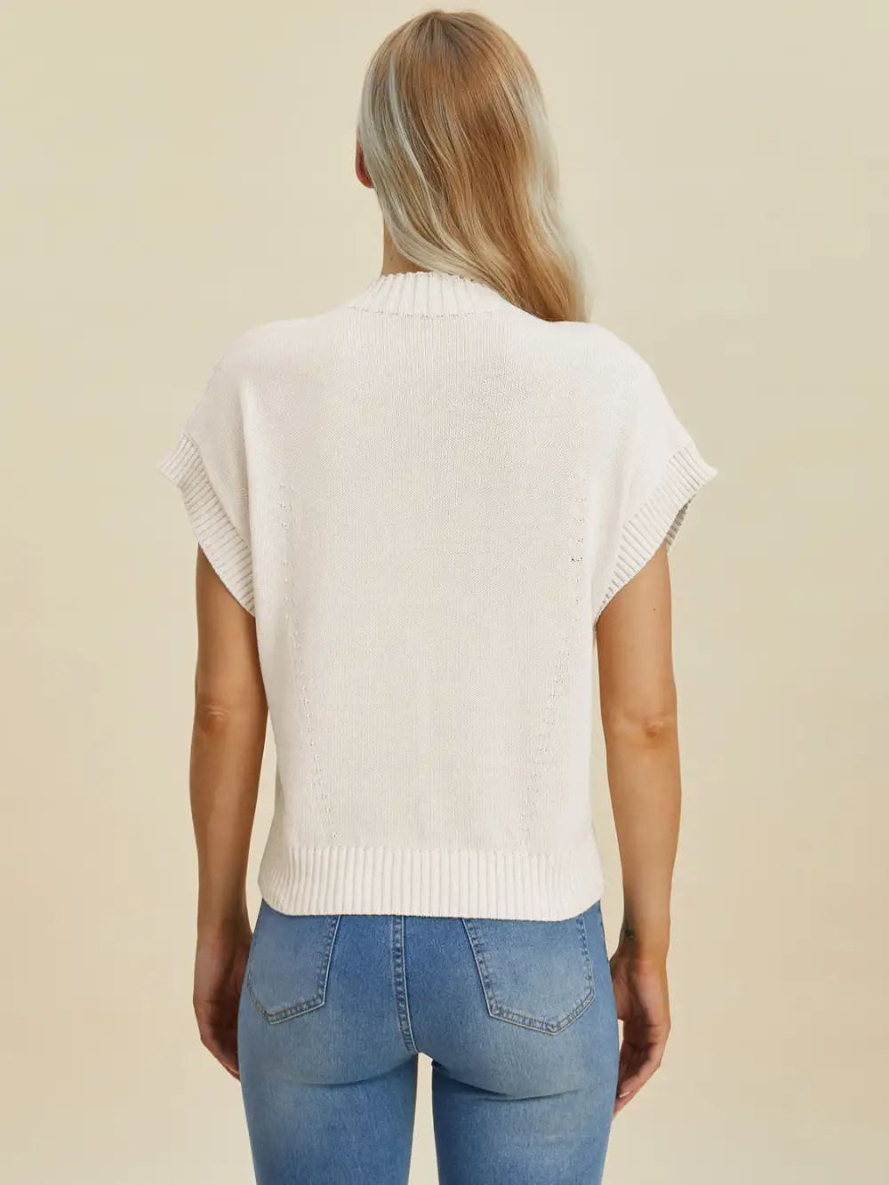 Mock Neck Short Sleeve Sweater