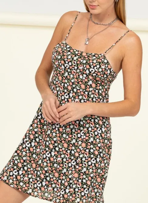 Gotta Find Me Floral Tie Back Mini Dress