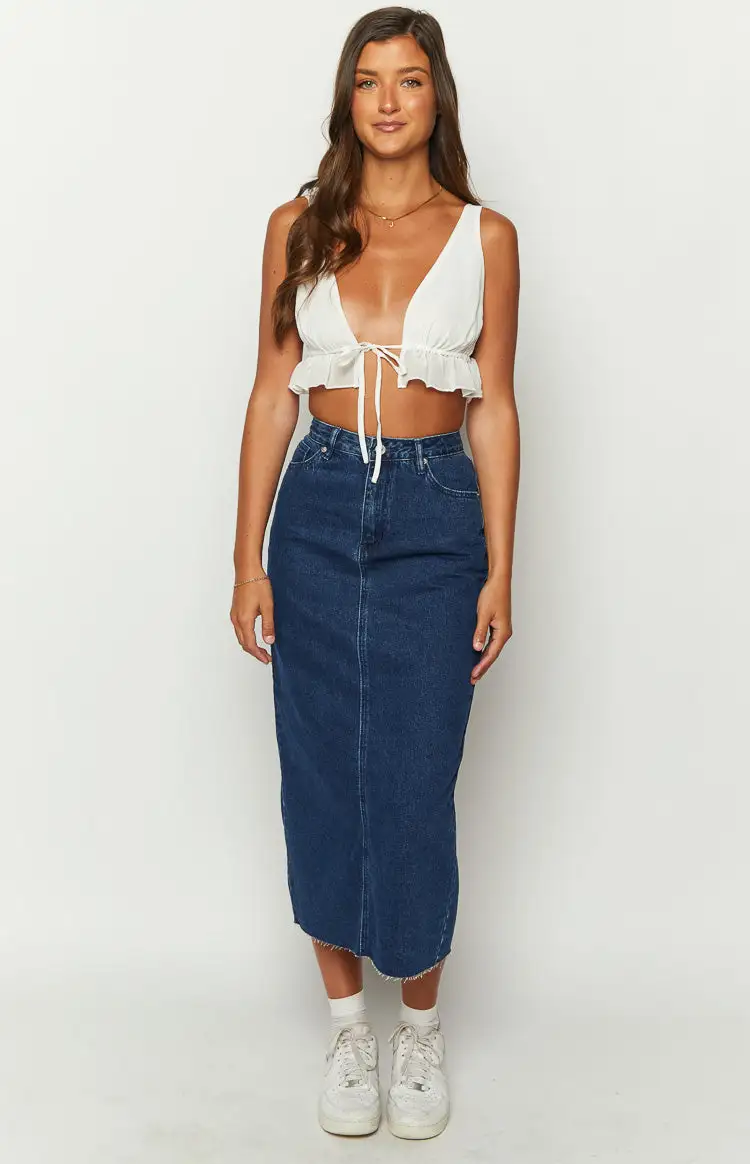 Isla Dark Denim Midi Skirt