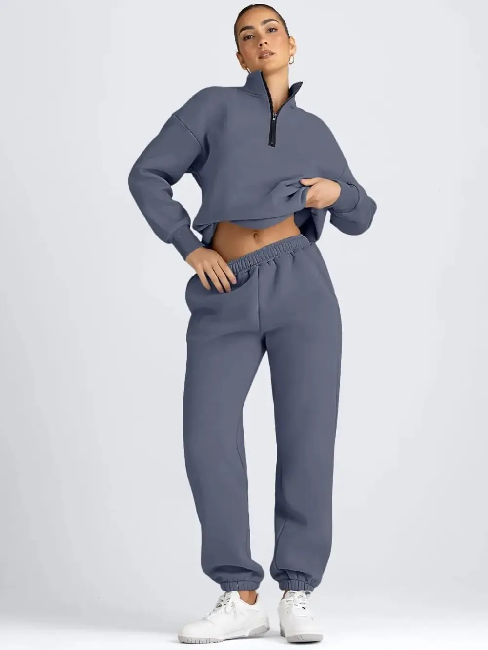 2 Piece Sweatsuits Long Sleeve Half Zip Pullover and Baggy Sweatpants