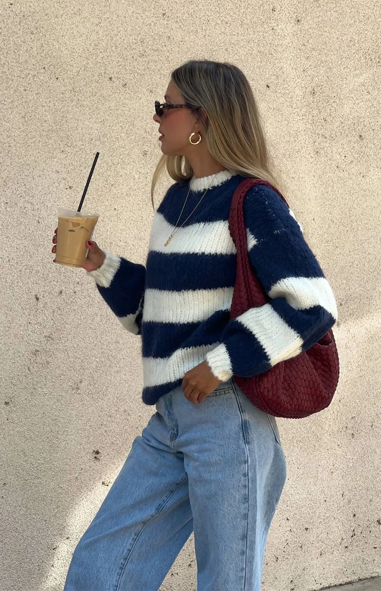 Cotton Candy Navy Stripe Knit Jumper