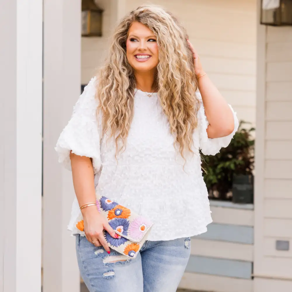 A Rosy Smile Top, White