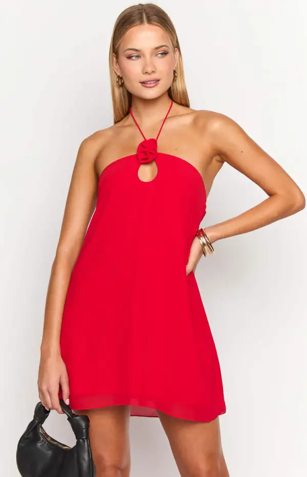 Ashlin Red Halter Mini Dress