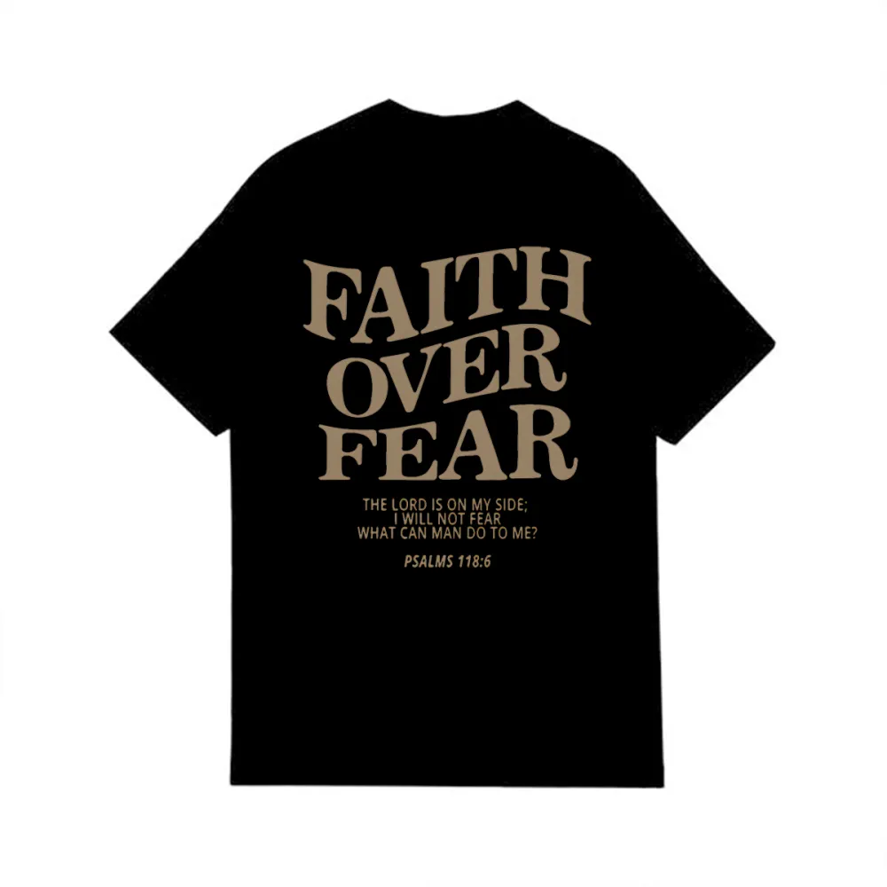 FAITH OVER FEAR PATTERN PRINTED TEE