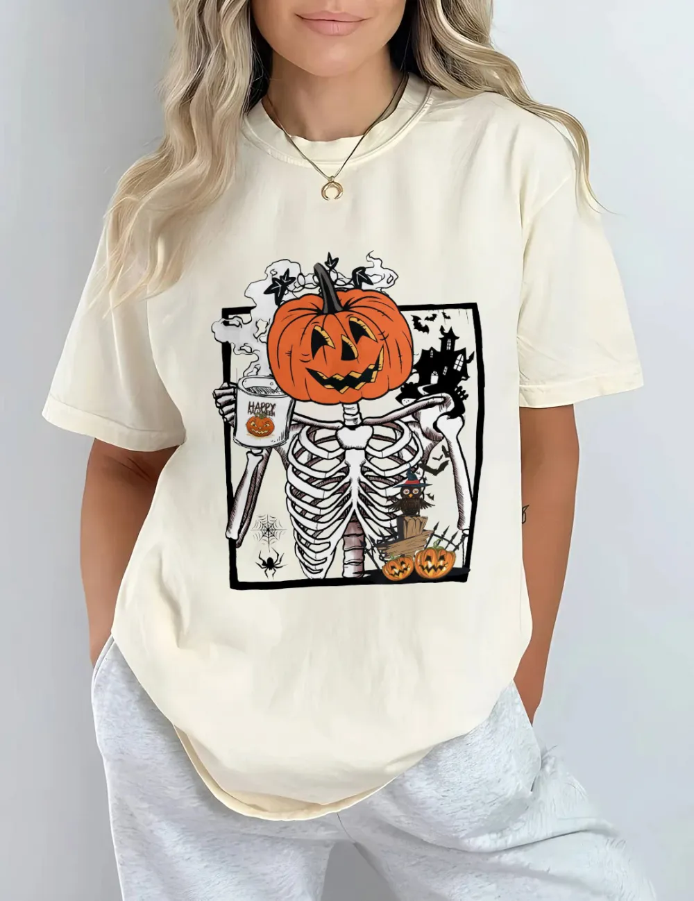 Women's Pumpkin English Halloween Printed T-shirt