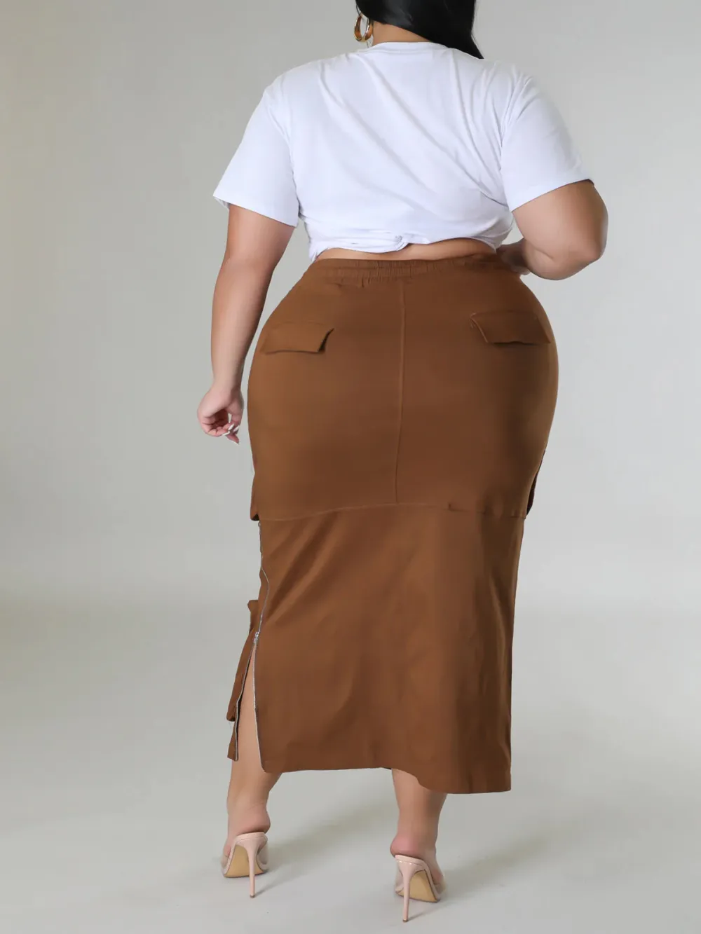 Plus-Size Fashion Women'S Cargo Style Skirt