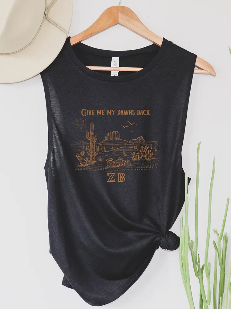 Give Me My Dawns Back Print Vintage Tank Top