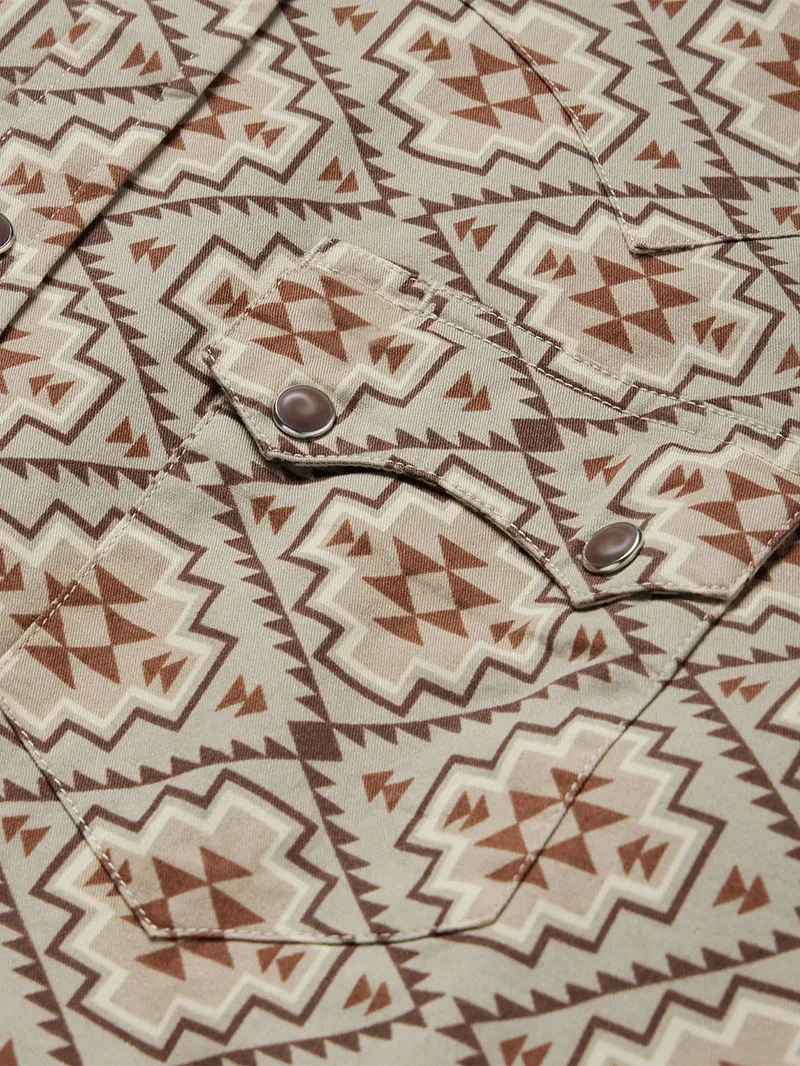 Brown Aztec Poplin Western Shirt