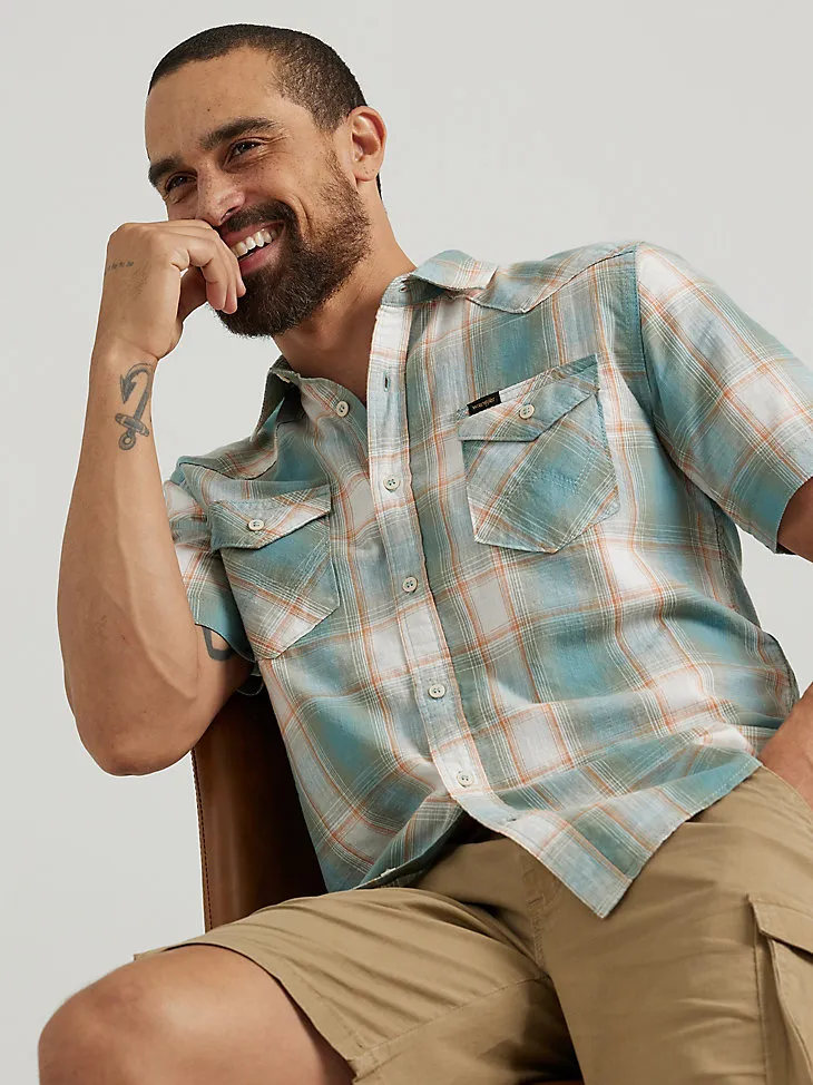 MEN'S SHORT SLEEVE PLAID SHIRT IN SEQUOIA