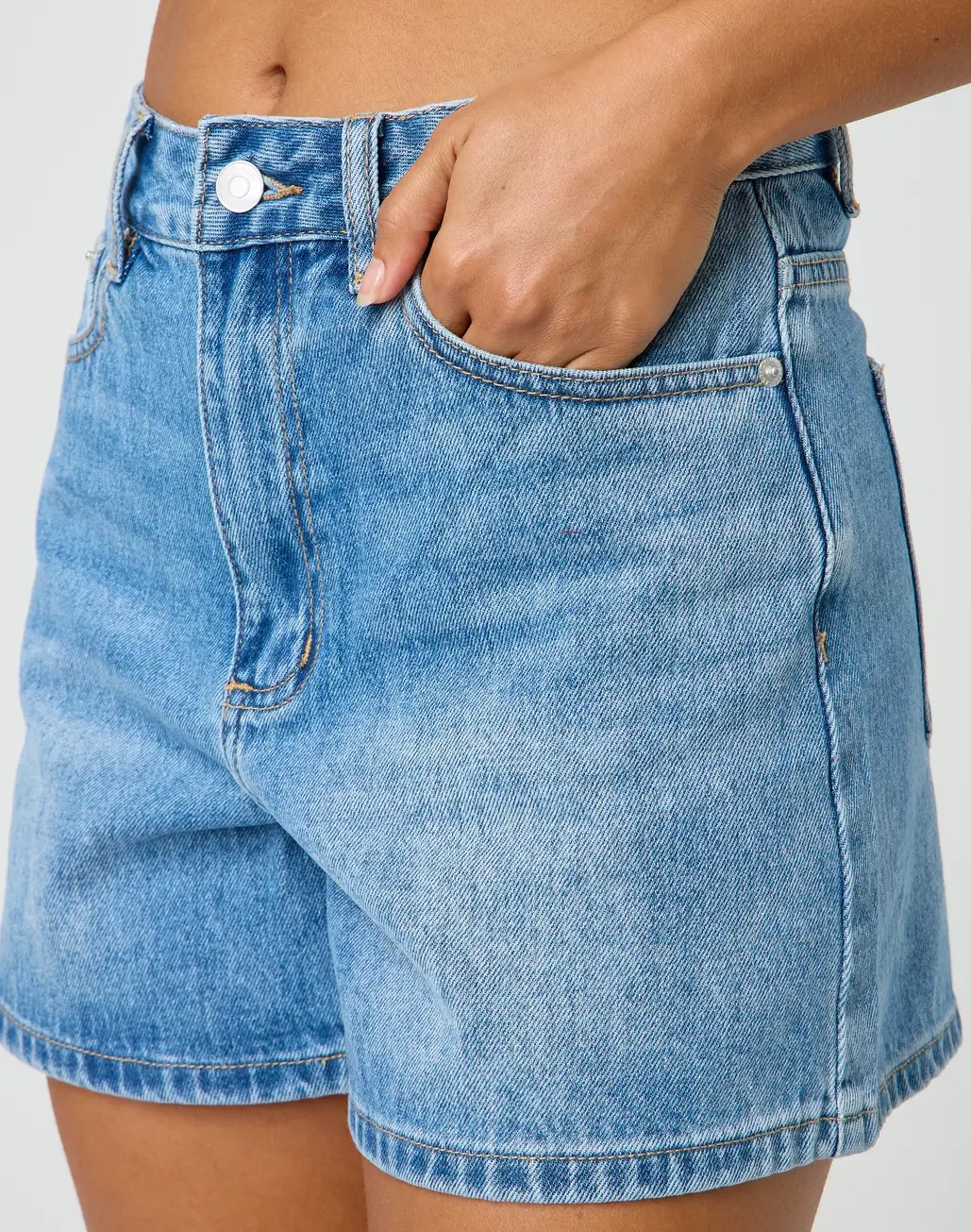 High Rise A Line Denim Short