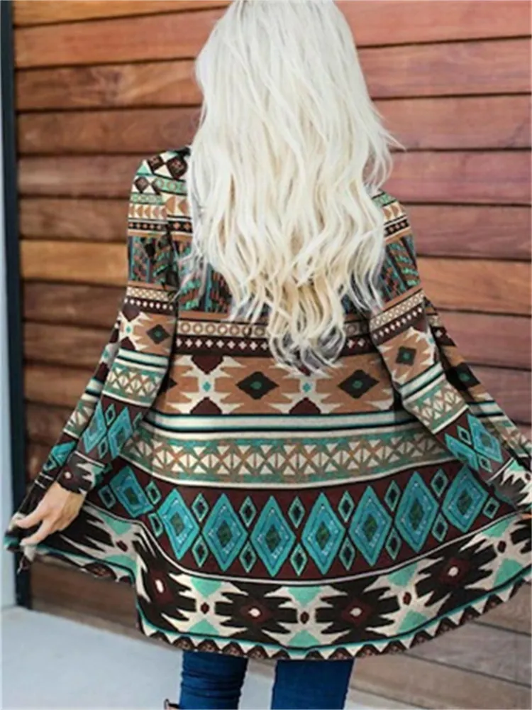 Western Ethnic Aztec Pattern Cardigan