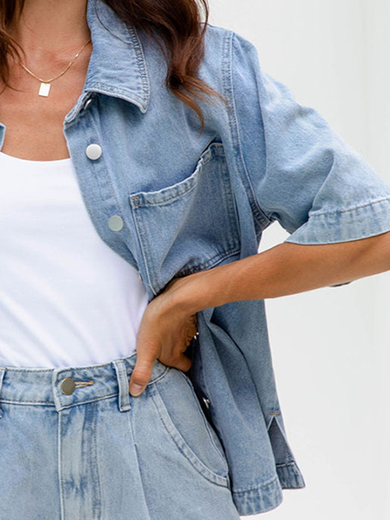 Oversized Denim Shirt  Light Wash