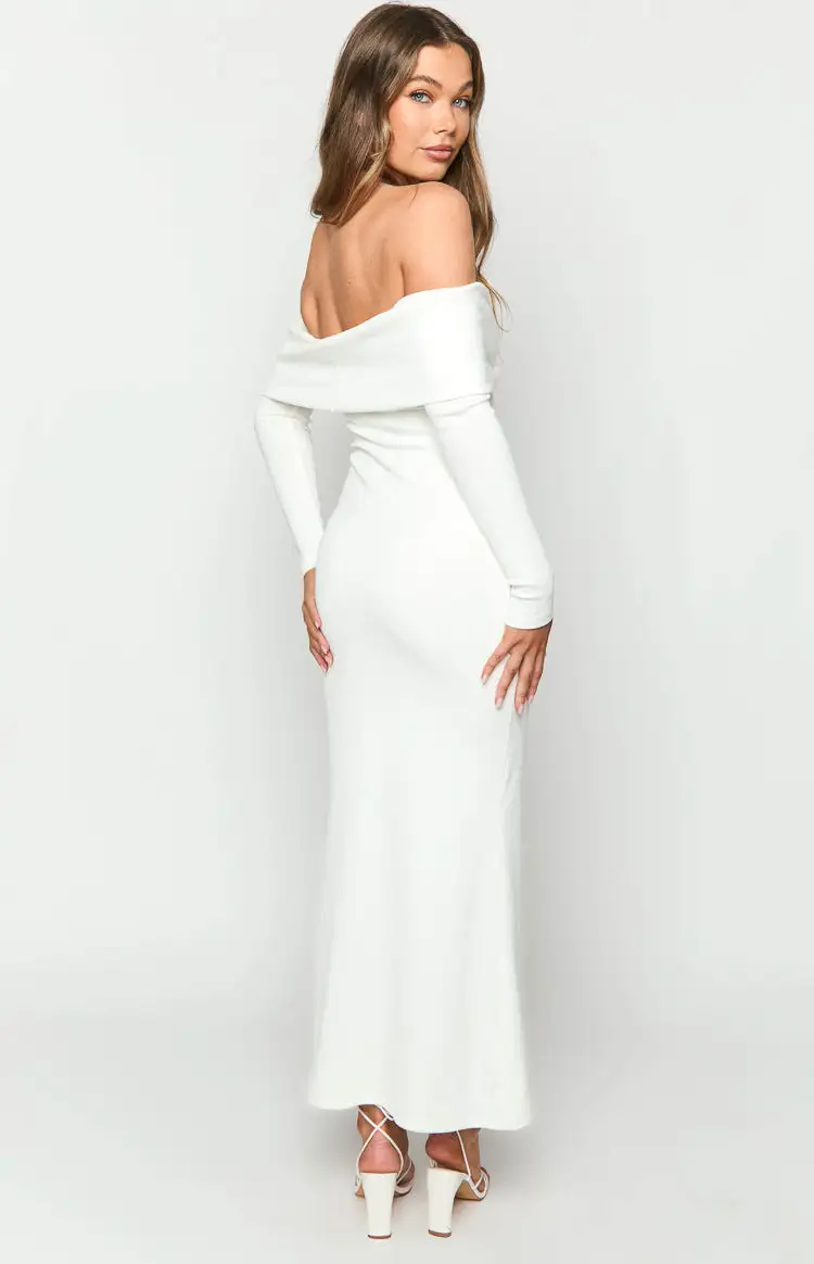 Tuesday White Long Sleeve Maxi Dress