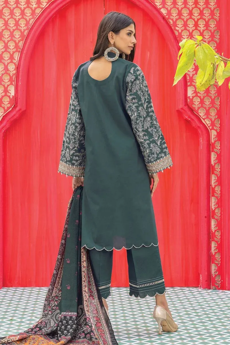 3 Piece Kurta Embroidered | Dupatta& Bottom & Tops | Color Black green