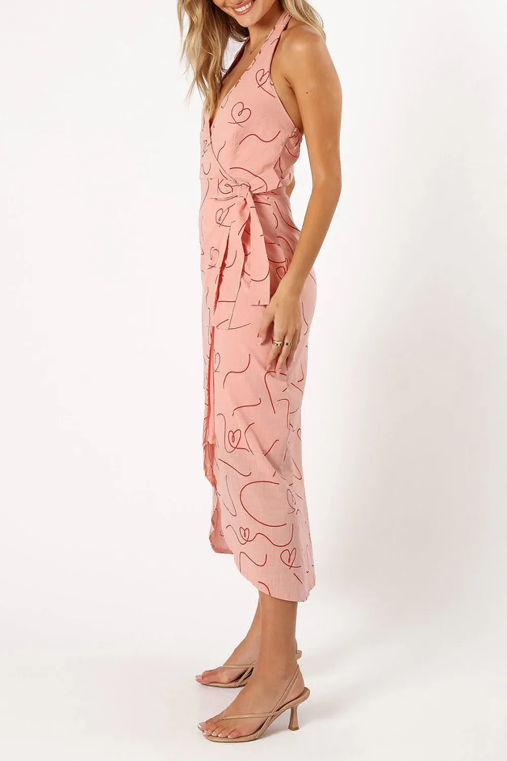 ABIGAIL WRAP MIDI DRESS - PINK