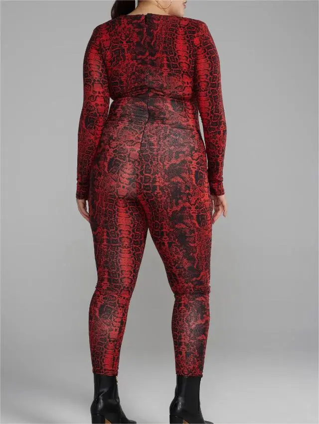 Snake Print Ruched Catsuit