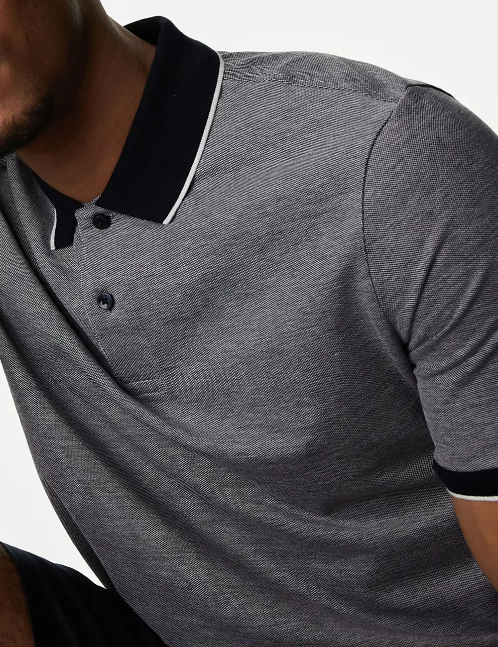 Pure Cotton Tipped Pique Shirt