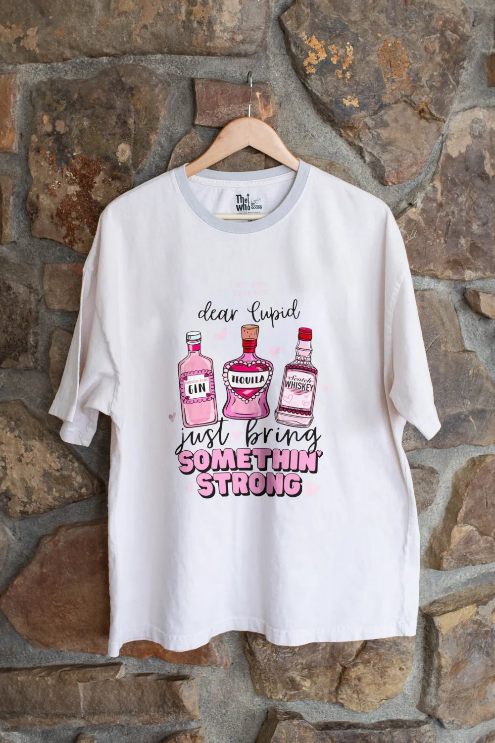 Women's heart-shaped and bottle letter printed T-shirt