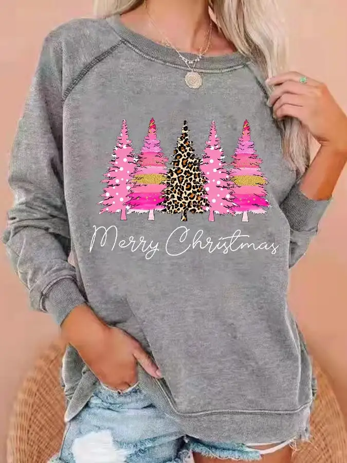 Women's Merry     Tree🎄 Print Sweatshirt