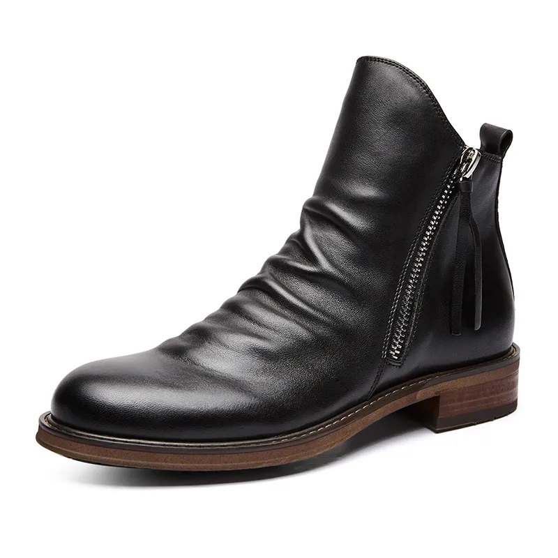 Double Side Zipper Anti Slip Gradient Men's Boots