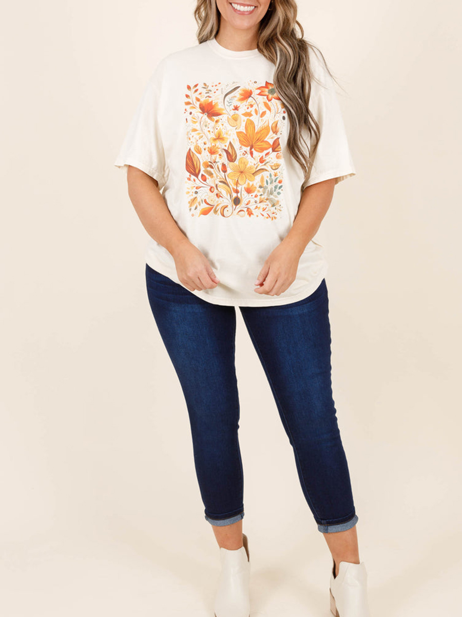 Flower and Plant Pattern T-shirt