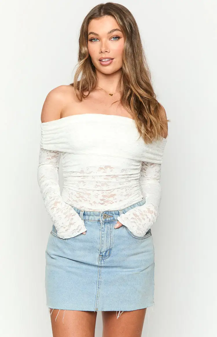 Brodie White Lace Off The Shoulder Top