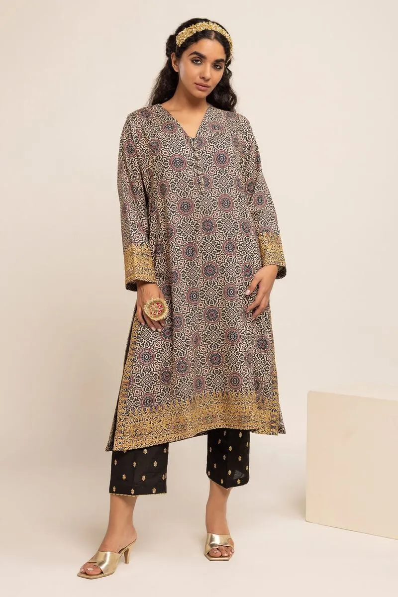 2 Piece | Kurta & Pants | Color Dark Grey