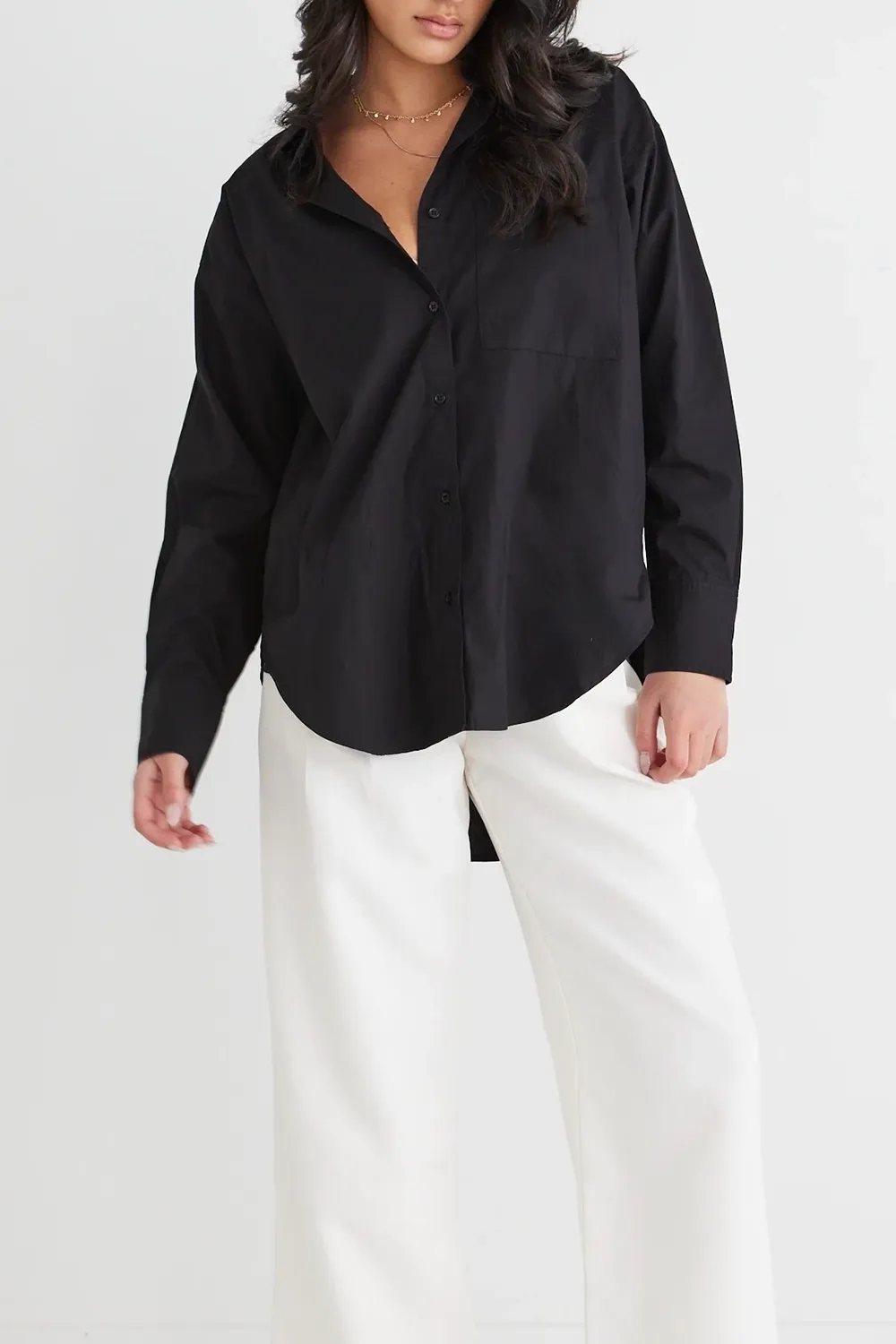 California Black Poplin Oversized Shirt