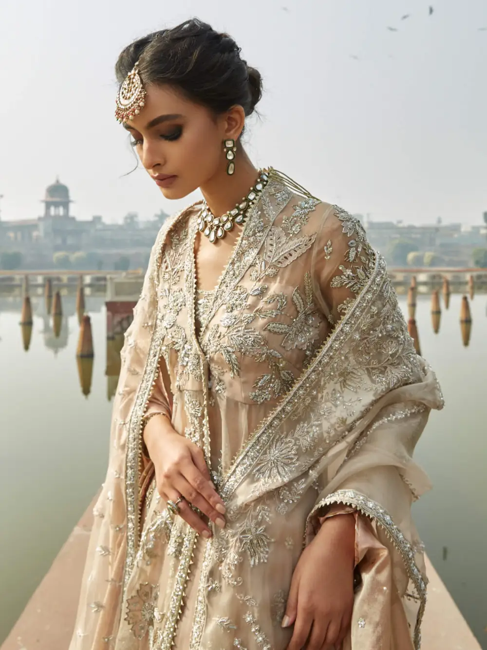 ANGARKHA W/ SWIRLY LEHENGA & DUPATTA