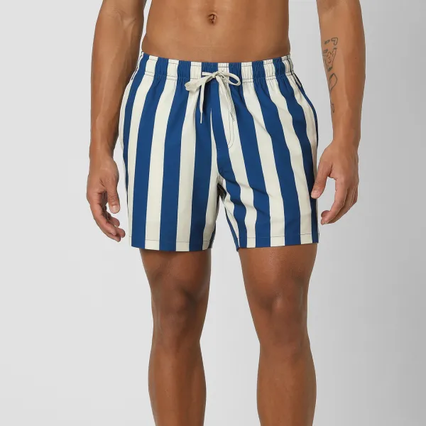 Striped Stretch Swim-Blue