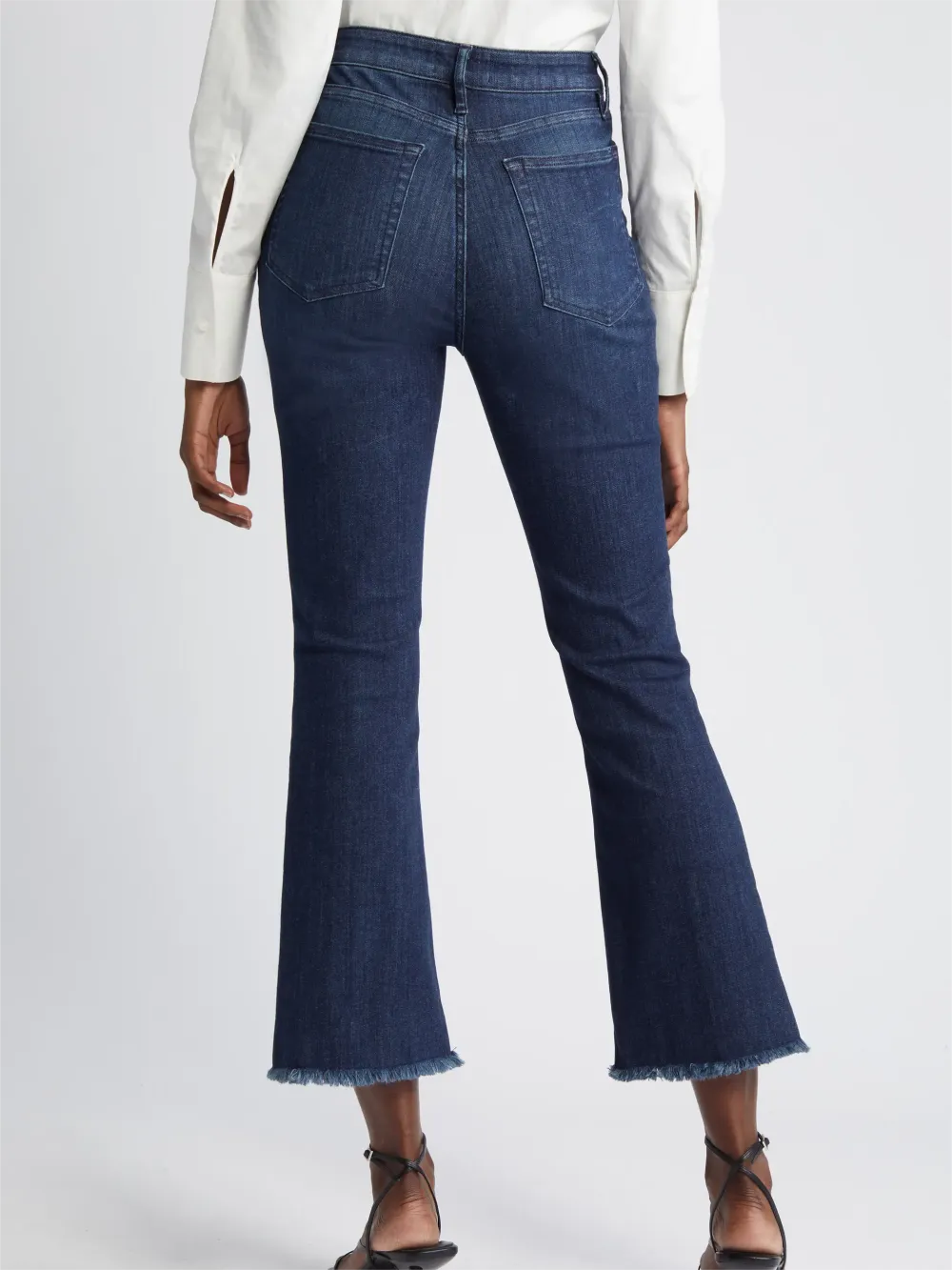 High Rise Two-Tone Flare Jeans