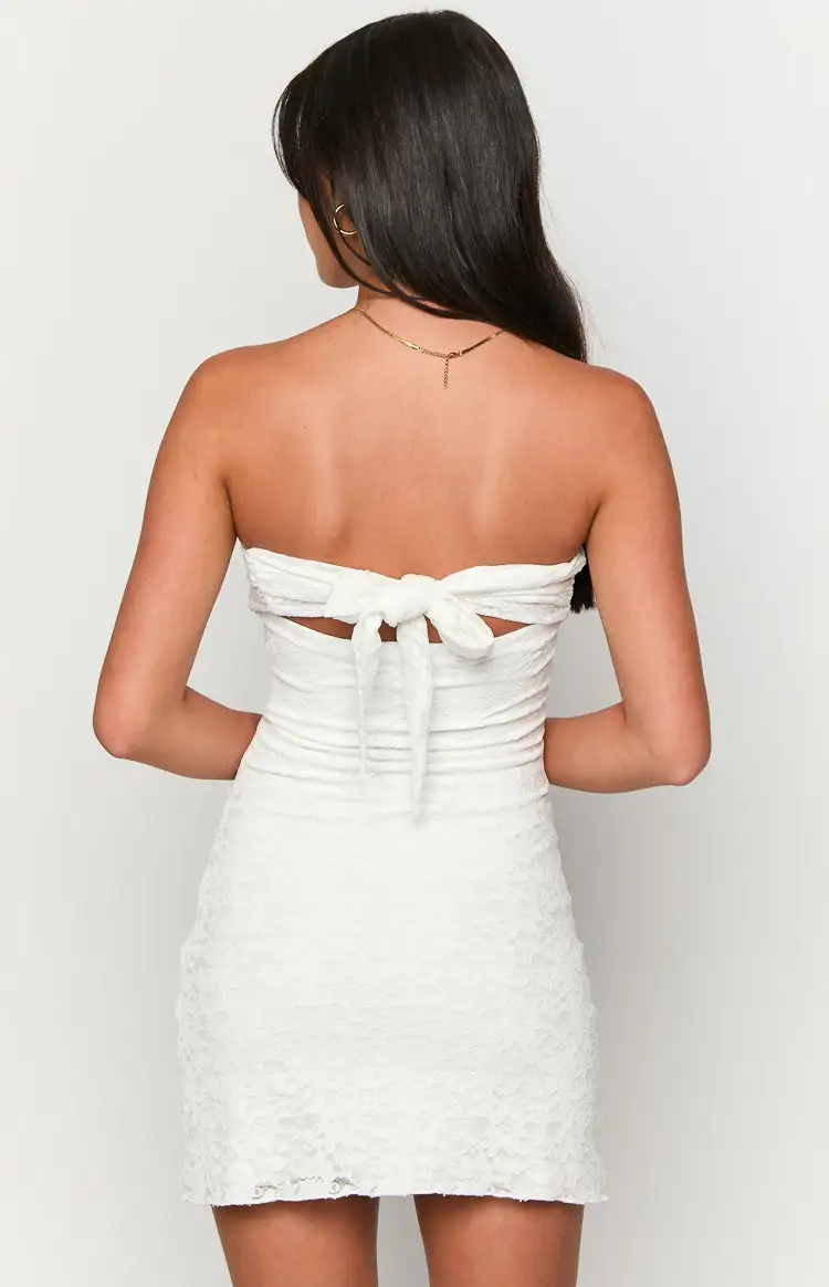 Britney White Lace Off The Shoulder Mini Dress