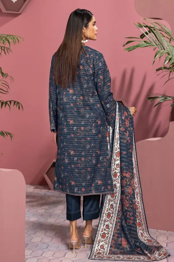 3 Piece Kurta Embroidered | Dupatta& Bottom & Tops | Color Black Blue