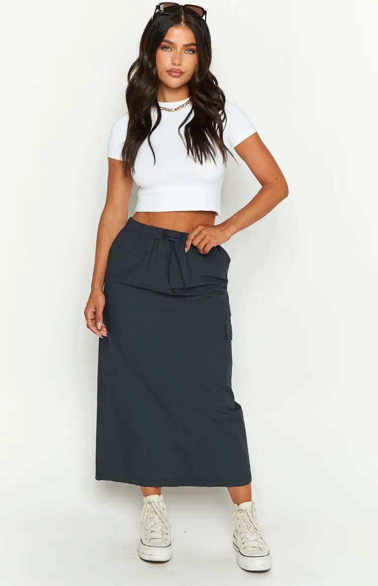 Callen Indigo Midi Cargo Skirt