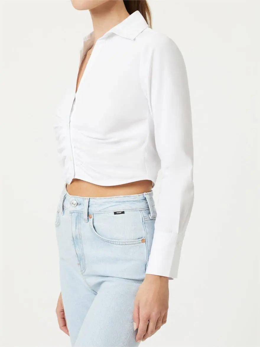 Cropped Button-Up White Shirt