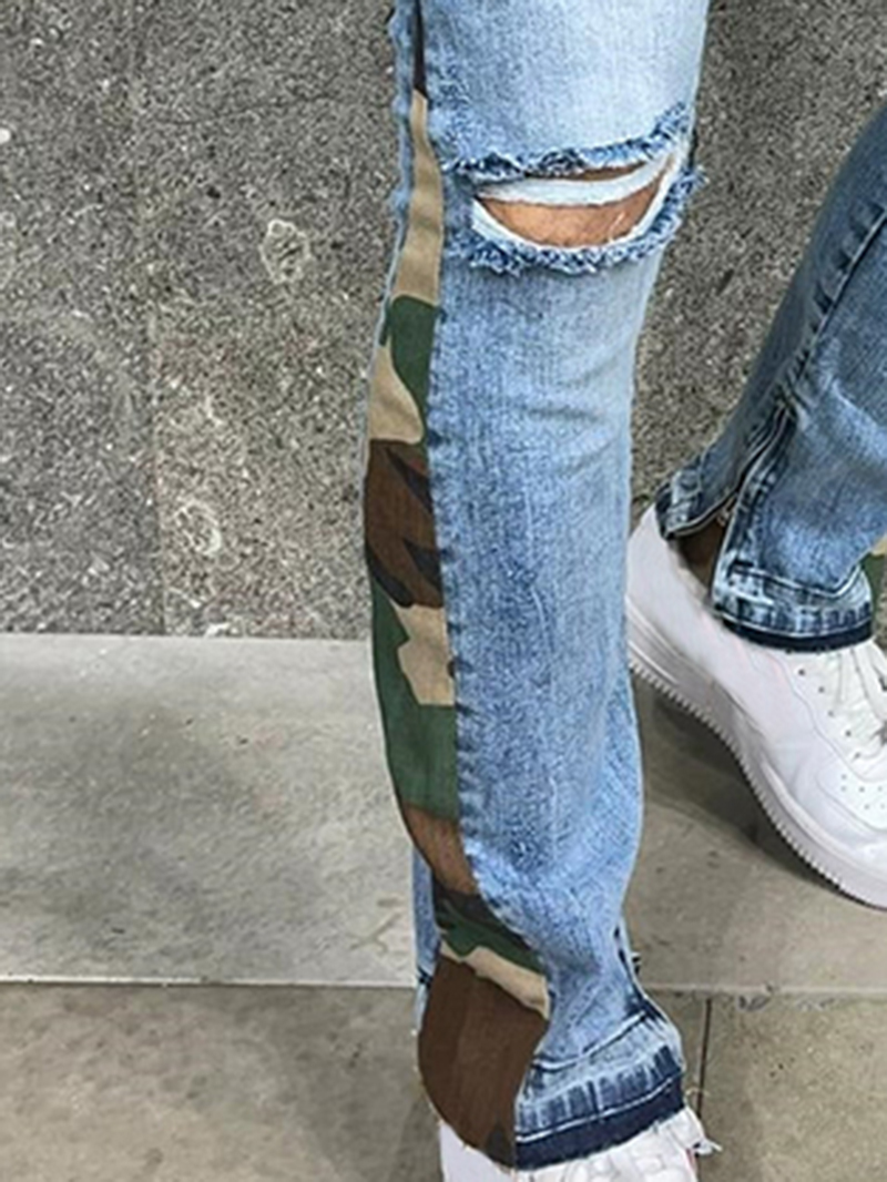 Flare shaped camouflage skinny jeans