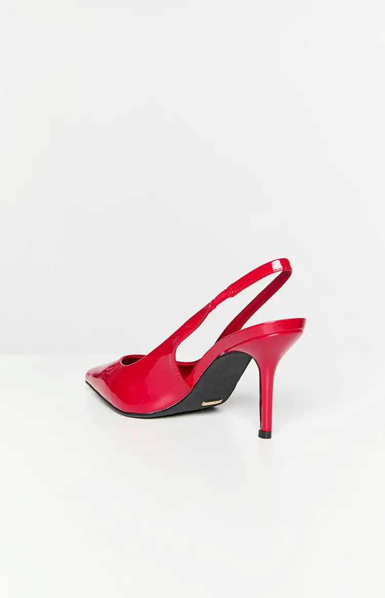 Billini Blondie Strawberry Red Patent Heels