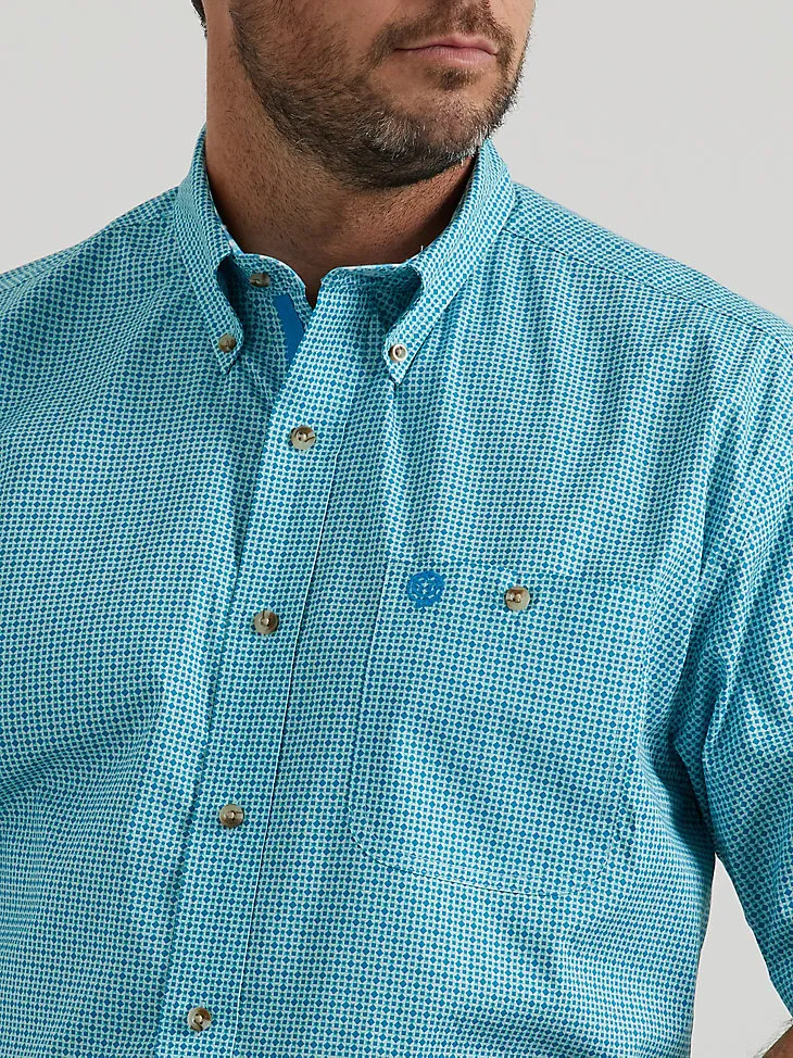 MEN'S GEORGE STRAIT SHORT SLEEVE ONE POCKET BUTTON DOWN SHIRT IN KELLY BURSTS