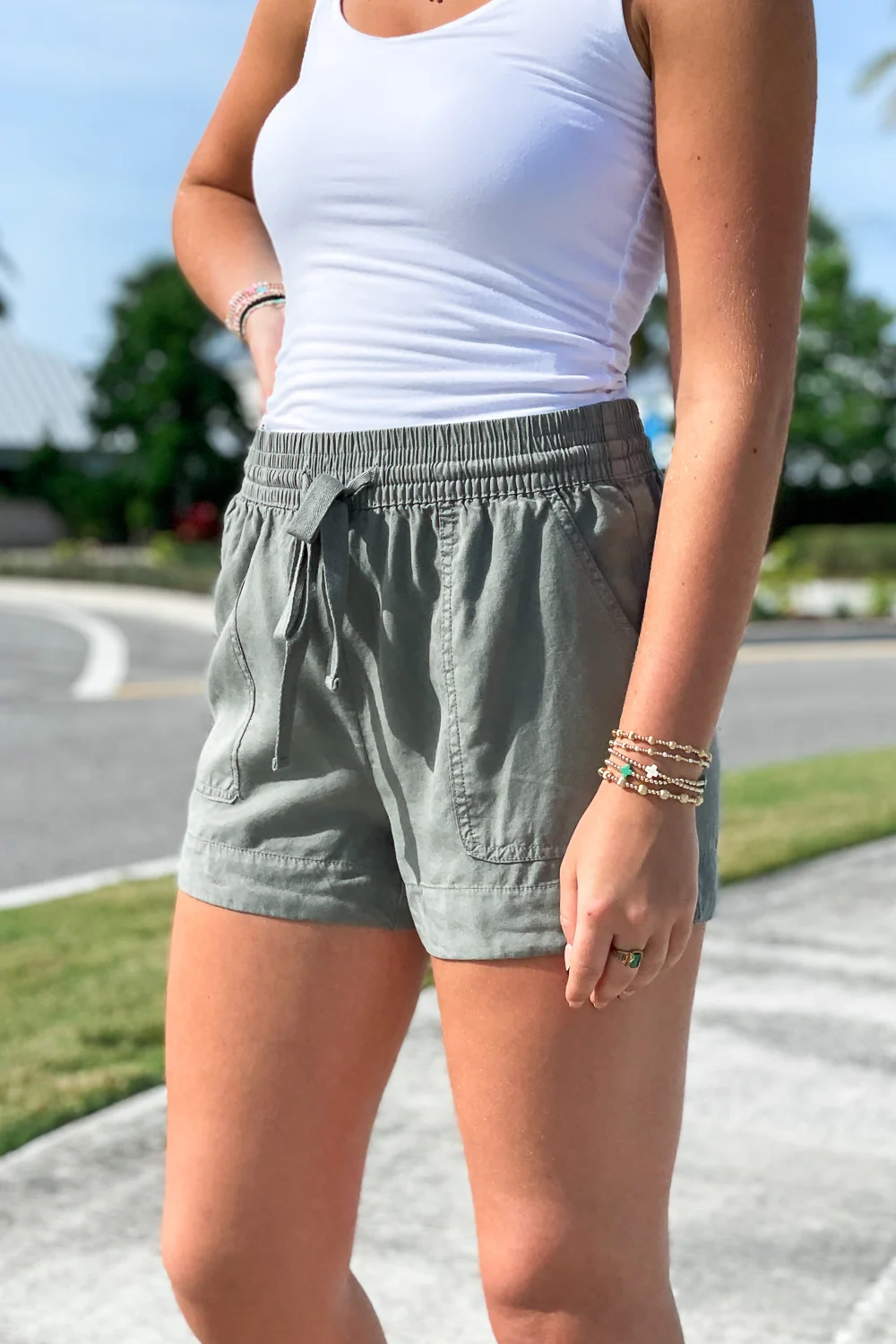 Olive Green Sports Shorts