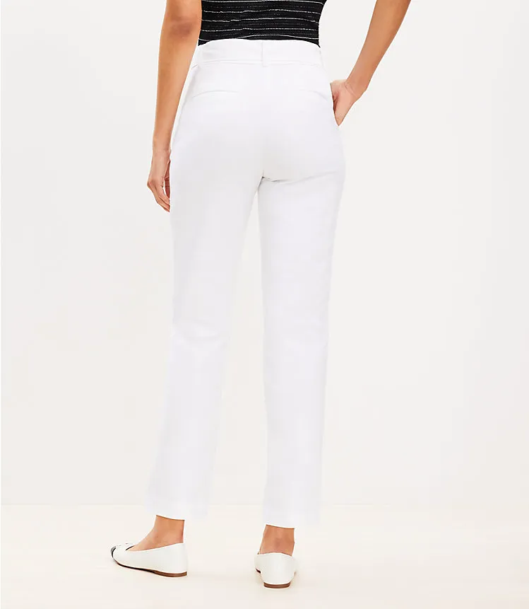 Pintucked Belted Slim Pants in Stretch Linen Blend