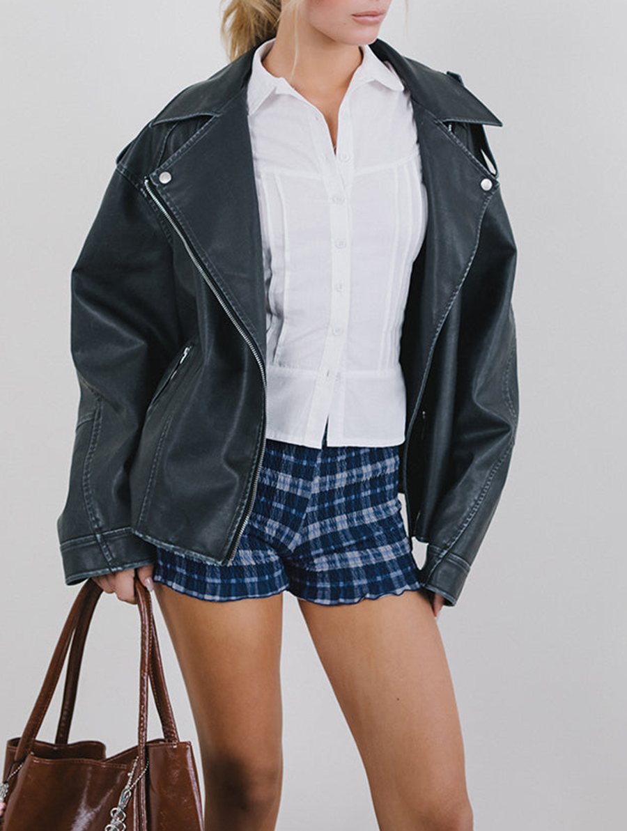 Ritala Shirred Shorts In Tartan Dark Blue