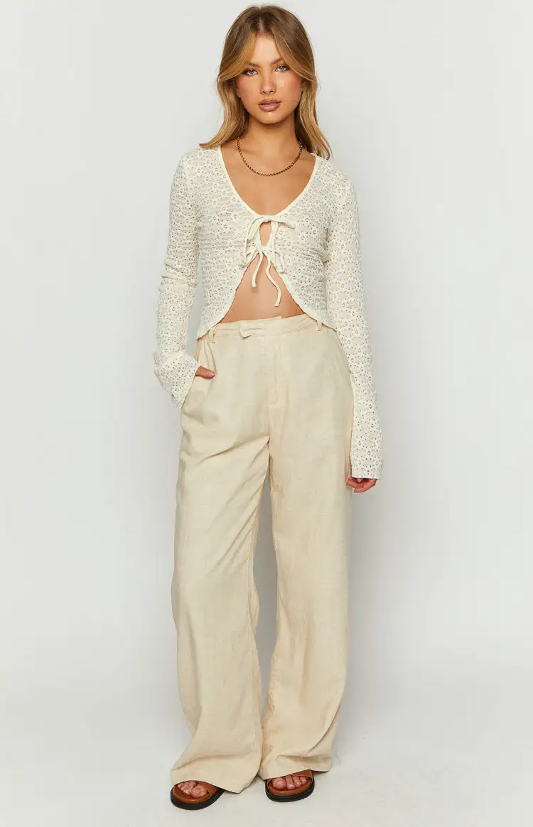 Cabo Cream Linen Blend Pants