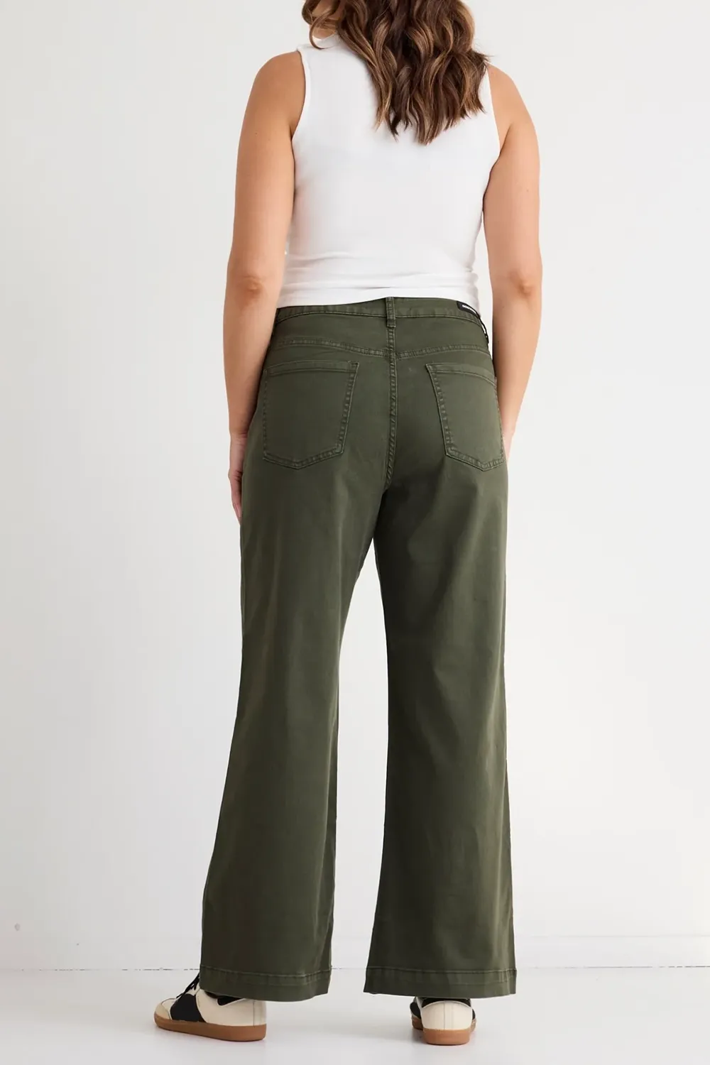 Zoey Dark Khaki High Rise Wide Leg Pocket Jean