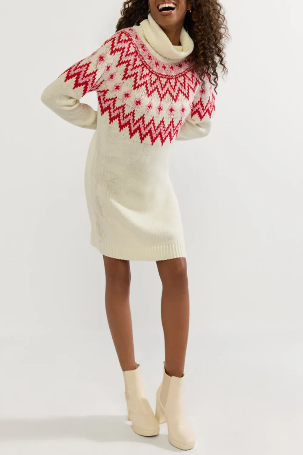 Alberta Long Sleeve Fairisle Sweater Mini Dress