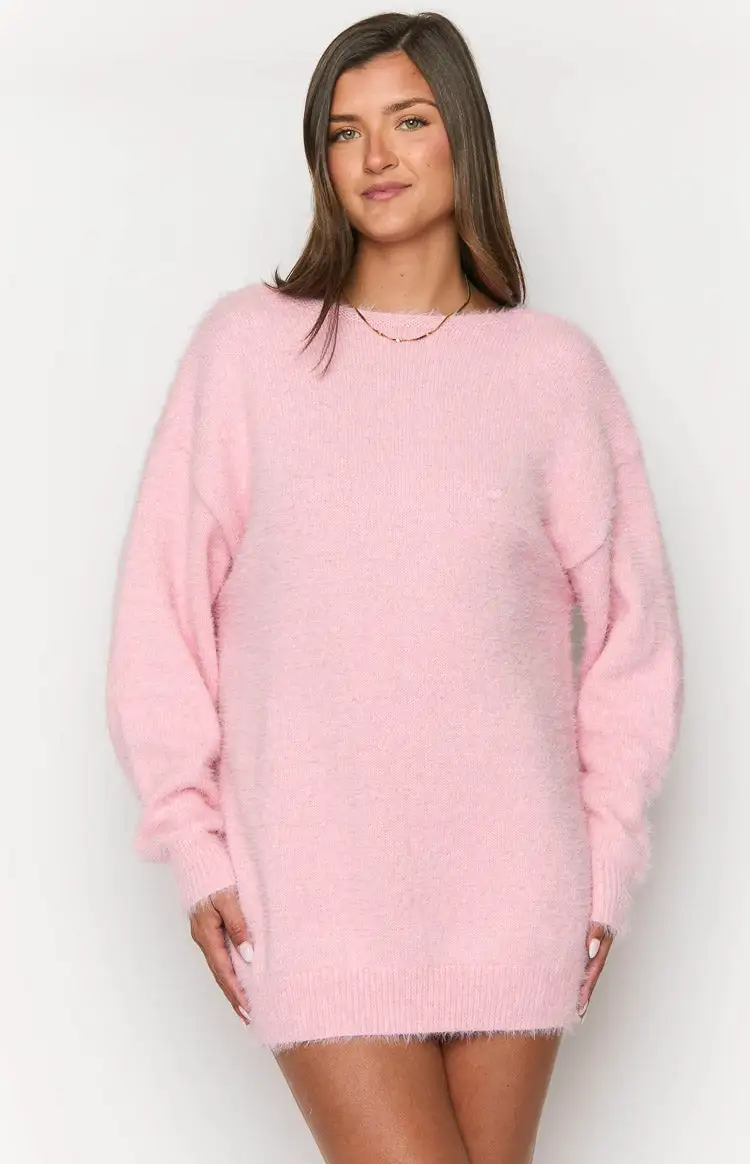 Kleine Pink Long Sleeve Knit Mini Dress