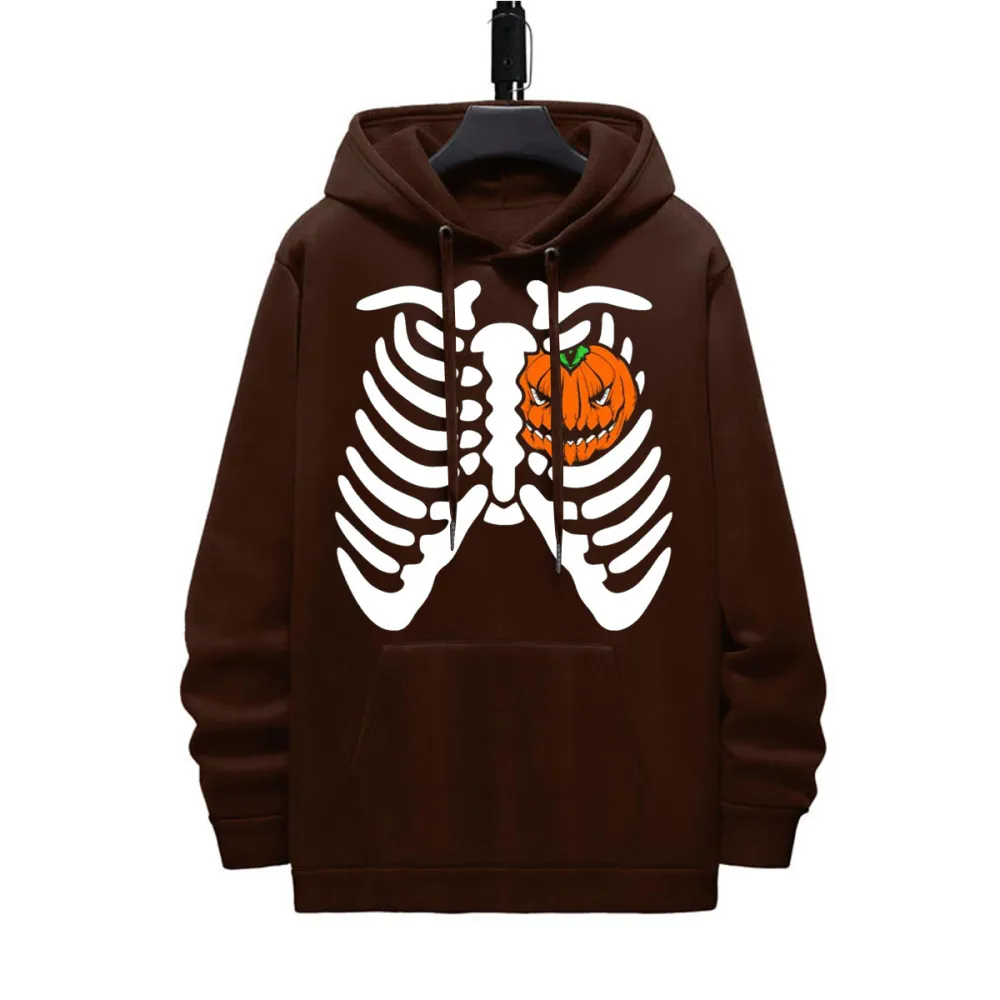 SKULL CHEST HALLOWEEN PATTERN PRINTED HOODIE