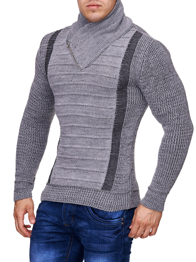 Men's Fashion 2-line Small High Neck Zipper Coat