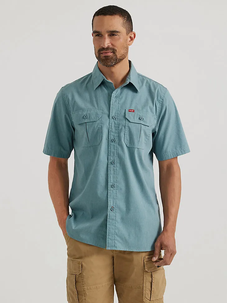 MEN'S RELAXED STRETCH POPLIN SHIRT IN GOBLIN BLUE HEATHER